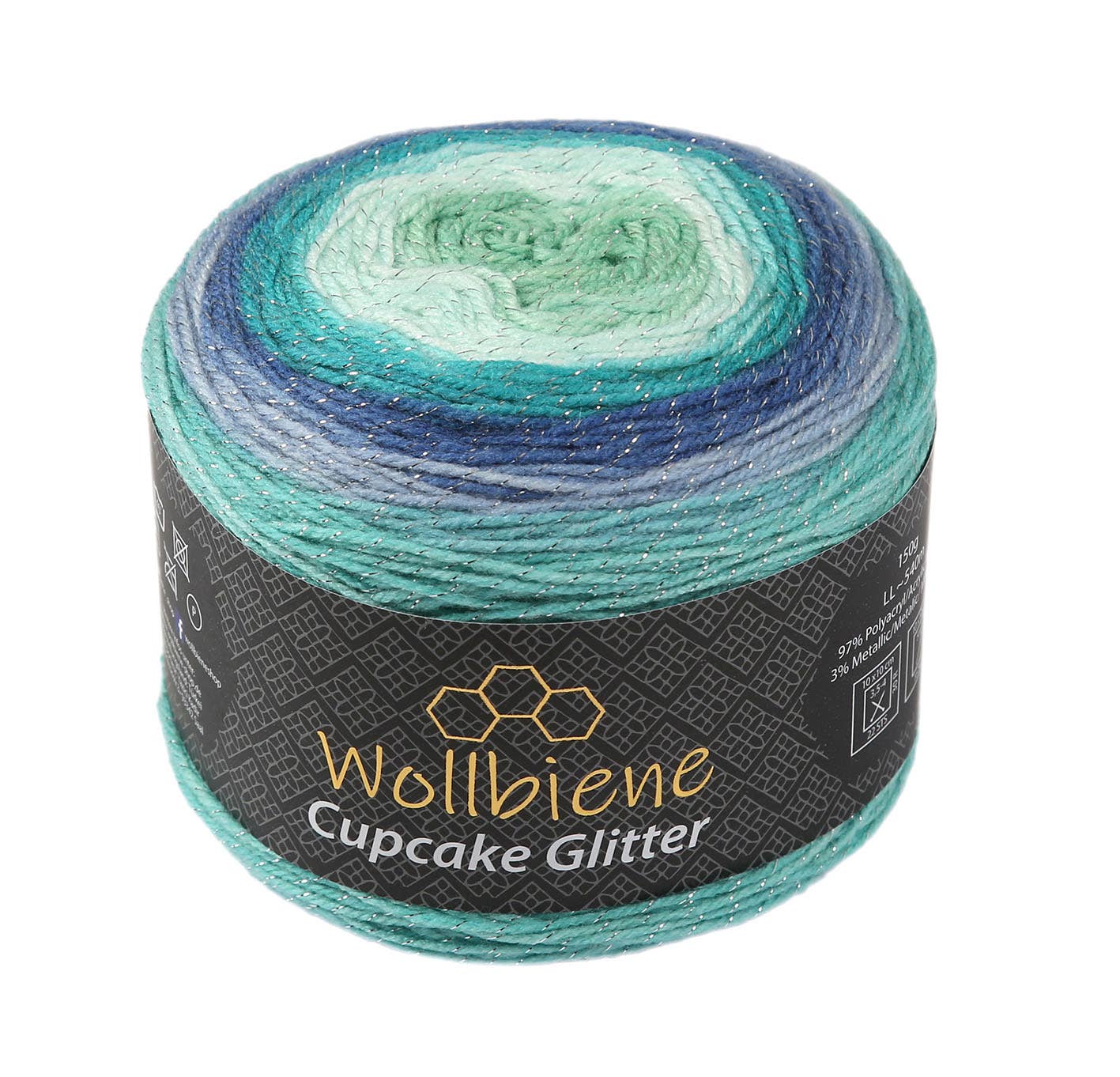 Woolly Bee Cupcake Glitter Gradient Wool Knitting Wool 150g