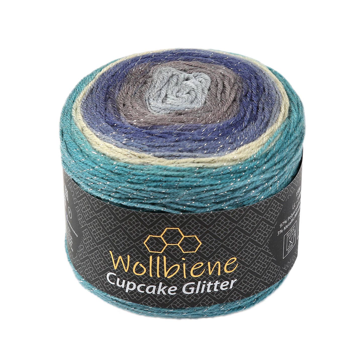 Woolly Bee Cupcake Glitter Gradient Wool Knitting Wool 150g